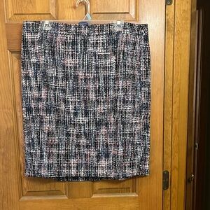 LOFT Black and Pink Tweed Pencil Skirt
